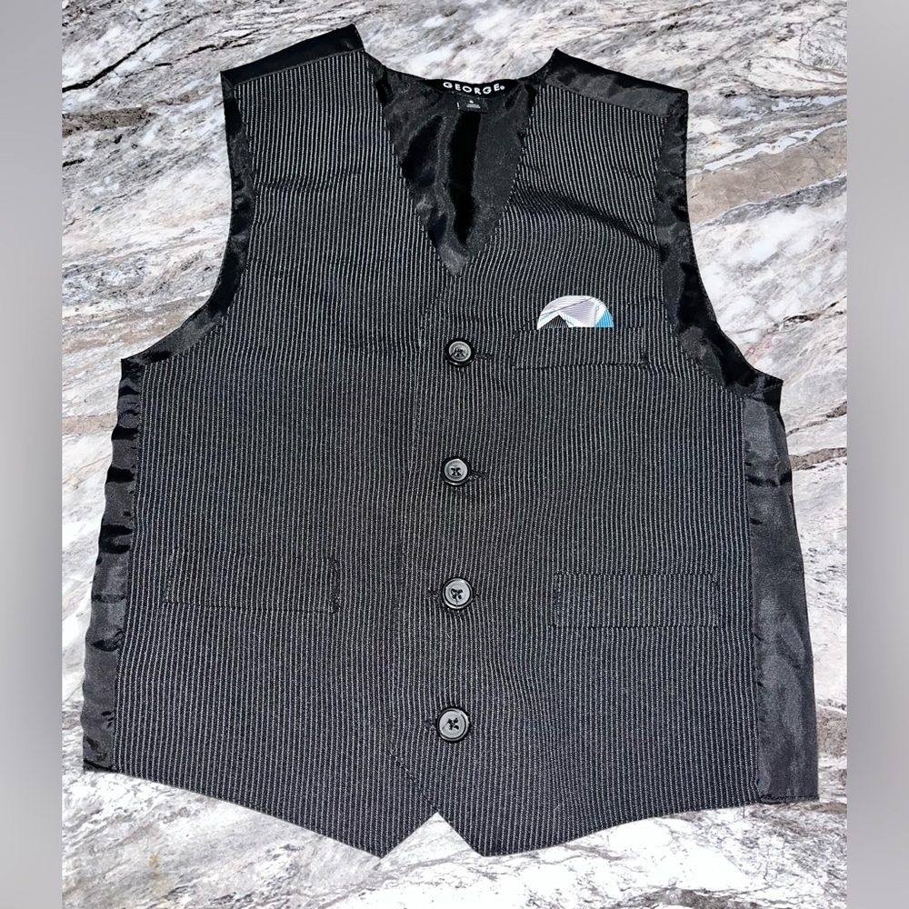 #208: George Charcoal Pinstripe Buttoned Vest
